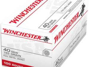 Winchester USA Full Metal Jacket Flat-Nose .40 Smith & Wesson 165-Grain Handgun Ammunition