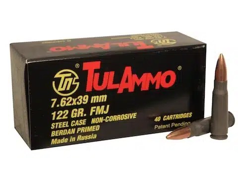 TulAmmo 7.62x39mm 122 Grain FMJ Full Metal Jacket Available
