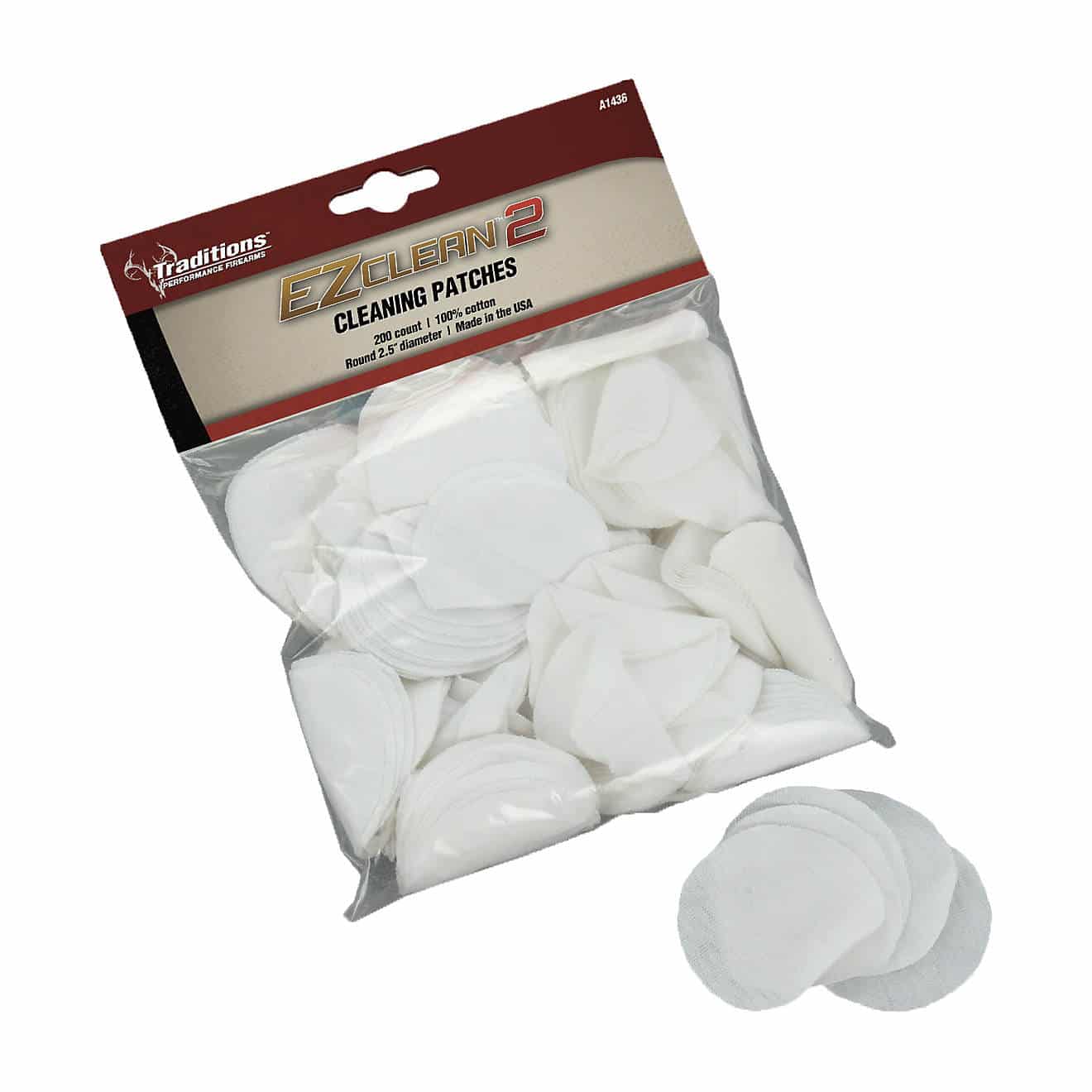 Traditions EZ Clean 2 .45 - .54 Caliber Cleaning Patches 200-Pack