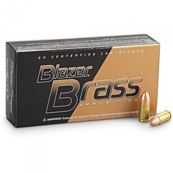 CCI Blazer Brass 9mm 124-Grain Full Metal Jacket Round Nose Centerfire Handgun Ammunition