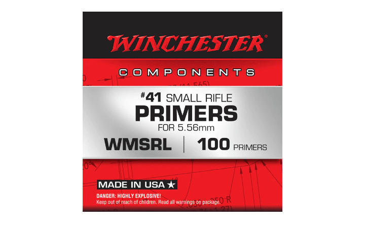 Winchester Small Rifle 5.56mm NATO-Spec Military Primers #41 Box of 1000 (10 Trays of 100)